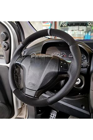 Fiat Fiorino Uyumlu Nubuk Dikmeli Direksiyon Kılıfı Noktalı-alkantara Gri Yüzüklü,gri Ipli