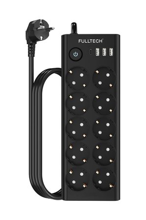 Anahtarlı Akım Korumalı Uzatma Prizi FTR-14 Çoklu Priz 10’lu + 3 USB + 1 Type-C 3680W 16A (2 Metre Kablo)