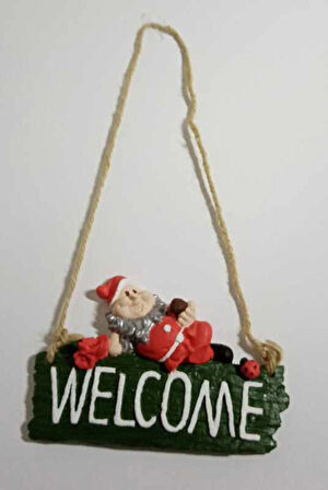 Noel Baba Yılbaşı Kapı Süsü, Askılı Cüce Süs, Taş Tozu Noel Süs, Welcome Gnome Christmas