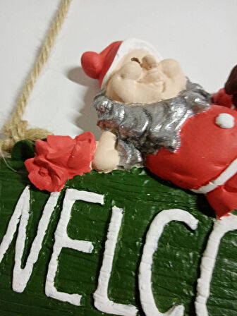 Noel Baba Yılbaşı Kapı Süsü, Askılı Cüce Süs, Taş Tozu Noel Süs, Welcome Gnome Christmas