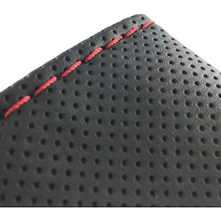Dikmeli Direksiyon Kılıfı Noktalı Kırmızı İpli Dikişli Delikli 38×10Cm