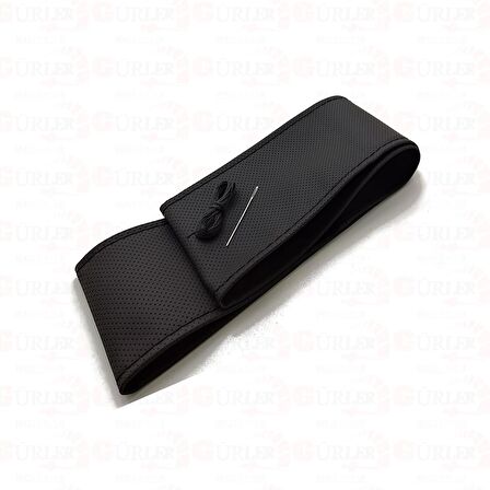 Dikmeli Direksiyon Kılıfı Noktalı Siyah Delikli Oto Dikişli Direksiyon Kılıfı Standart 38×10Cm