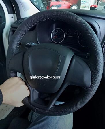 Dikmeli Direksiyon Kılıfı Noktalı Siyah Delikli Oto Dikişli Direksiyon Kılıfı Standart 38×10Cm