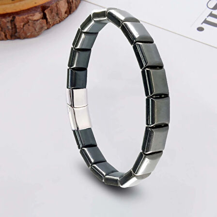 Moncuk Design Kare Hematit Doğaltaşlı Çelik Halat Ve Klips Bileklik 33512B4D1