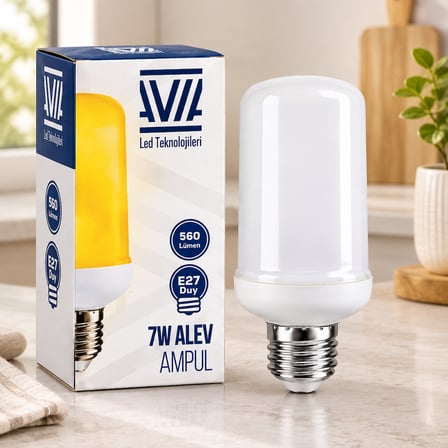 E27 Alev Görünümlü Ampul 7W 560 Lümen Ip20