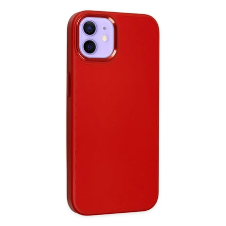 Apple Iphone 12 Kılıf Asya Deri Silikon - Kırmızı