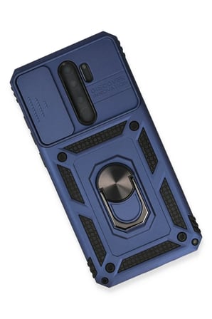 Xiaomi Redmi Note 8 Pro Kılıf Pars Lens Yüzüklü Silikon - Lacivert