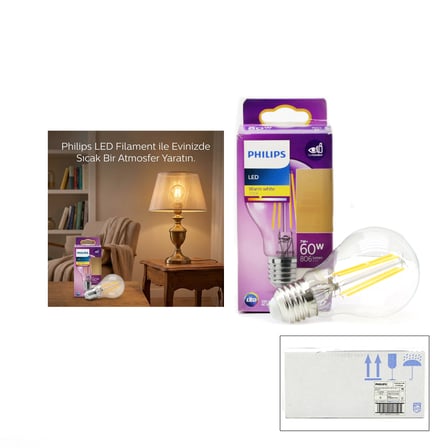 Led Filament Rustik Ampul E27 7W Cam Gövde