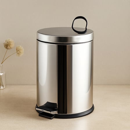 Pedallı Çöp Kovası 12L (Krom Metal) - 24.5 X 35.5 Cm