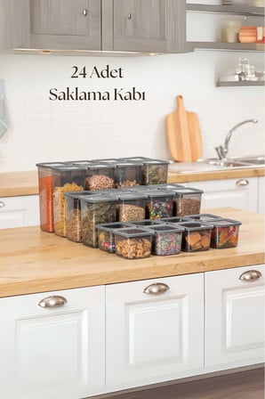 24'Lü 3 Boy Kavanoz Seti & Saklama Kabı & Erzak Kabı 8X650/1300/1900 Ml (40 Lı Etiket Hediyeli)