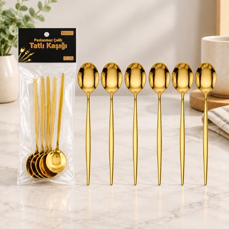 Altın Renk Tatlı Kaşığı 13Cm