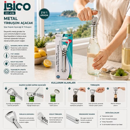 Metal 3In1 Tirbüşon Kapak Açacak