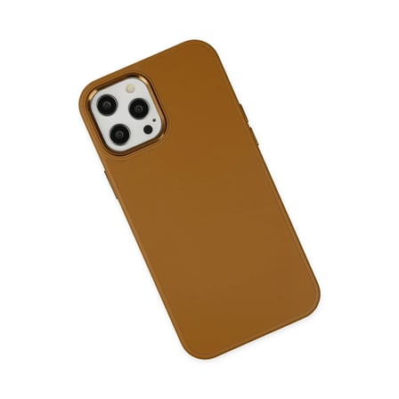Apple Iphone 12 Pro Max Kılıf Asya Deri Silikon - Kahverengi