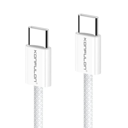 Konfulon Dc130 2M 60W Type-C To Type-C Örgülü Hızlı Şarj Kablosu - Beyaz