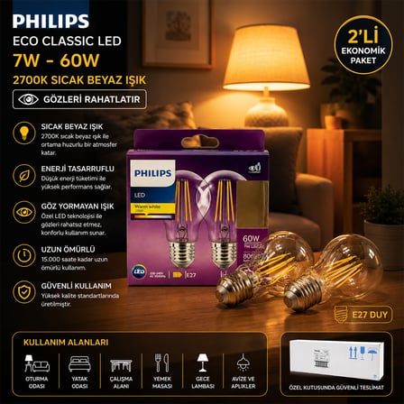 Led Filament Rustik Ampul E27 7W 806 Lumen Cam Gövde