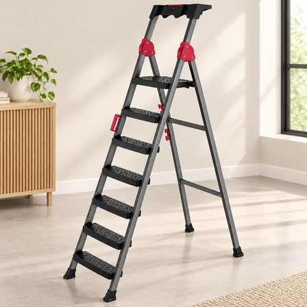 6+1 Basamaklı Metal Merdiven 150 Kg Taşıma