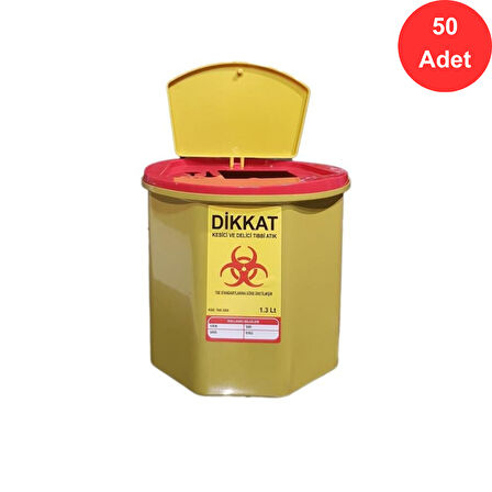 Tıbbi Atık Kovası 1.3 Litre x 50 Adet  -  Güvenli ve Dayanıklı