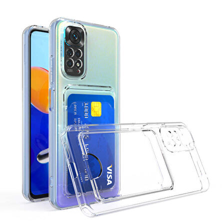Xiaomi Redmi Note 11 Pro 5G Kılıf Kartlıklı Şeffaf Silikon Zr-Setra
