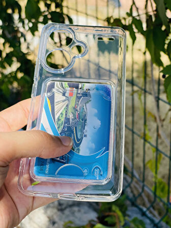 Xiaomi Redmi Note 13 Pro Plus Kılıf Şeffaf Kartlıklı Silikon Azn-SetraKart