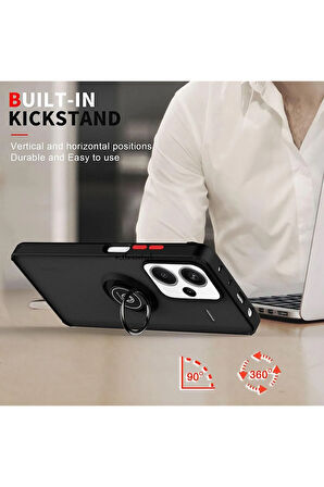 Xiaomi Redmi Note 13 Pro Plus Kılıf Soft Yüzüklü Standlı Mat Yüzey Azn-MntrYuzuk