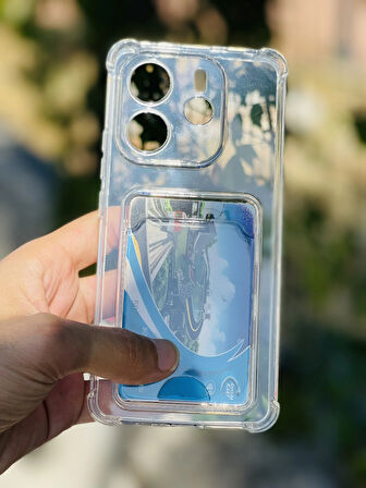 Xiaomi Redmi Note 14 4G Kılıf Şeffaf Kartlıklı Silikon Azn-SetraKart