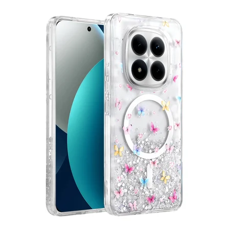 Xiaomi Redmi Note 15 Pro Plus 5G Uyumlu Kılıf Magesafe Özellikli Desenli Işıltılı Azn-ONG-Misk