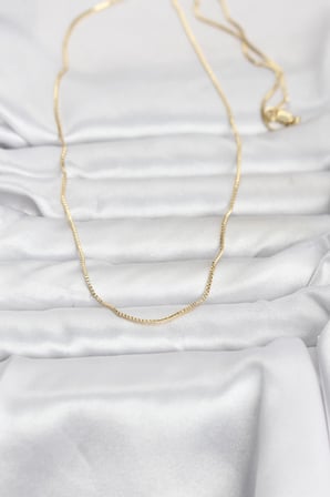 CM 14K Gold Renk İnce Kare Zincirli Model 60 cm Kadın Kolye
