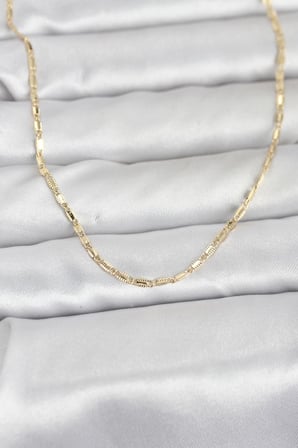 CM 14K Gold Renk Lazerli Zincir Model 60 cm Kadın Kolye