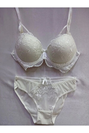 Kadın Telli Dantelli Destekli Sütyen Takım