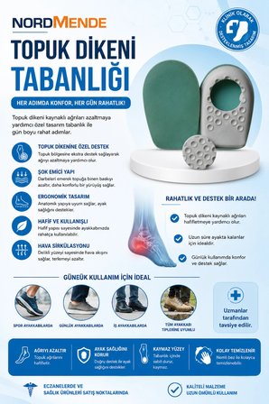 Ortopedik Topuk Dikeni Tabanlığı – Yumuşak Sünger Destekli Şok Emici Ayakkabı İçi Tabanlık