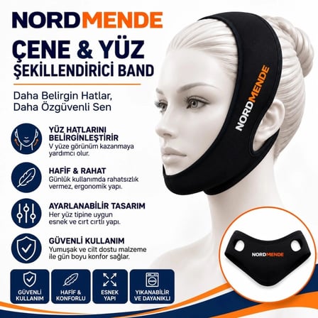 Çene ve Yüz Şekillendirici Band Ayarlanabilir V-Line Toparlayıcı Cırt Cırtlı Esnek Bandı Siyah