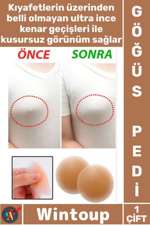 #GöğüsPedi Yapışkanlı Yeniden Kullanılabilir İnce Görünmez Ten Renk Nipel Silikon Göğüs Ucu Kapatıcı