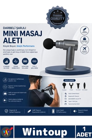 #Masaj Fit Pro Darbeli Şarjlı Mini Masaj Aleti Type C Şarjlı 6 Kademeli Sessiz Sporcu Masaj Cihazı