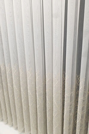 Trend Zemin Ttm Selvi Gold Altın Işleme Desen 1/3kat Pileli Tül Perde