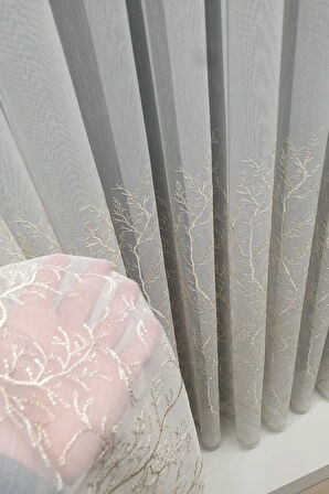 Trend Zemin Ttm Selvi Gold Altın Işleme Desen 1/3kat Pileli Tül Perde