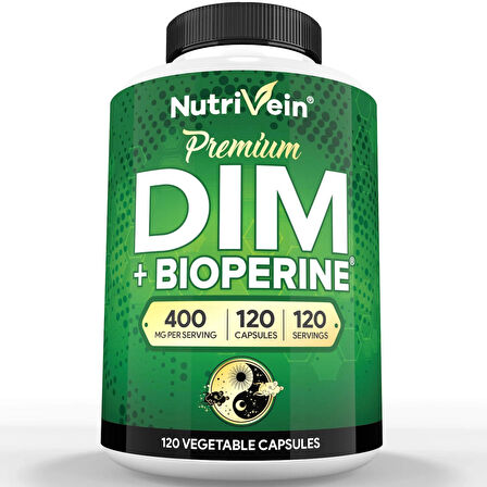 Nutrivein DIM Supplement 400mg Diindolylmethane Plus Bioperine - 120 Caps
