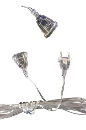 3 Metre Şeffaf LED Işık Adaptör Kablo – 220V Priz Uyumlu Dekoratif Aydınlatmalar İçin