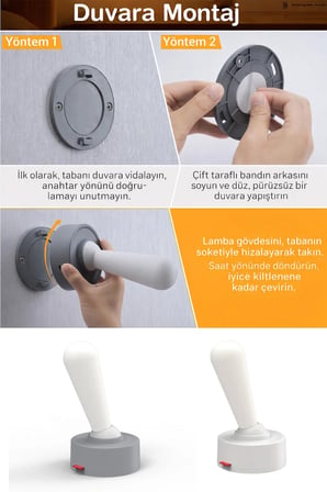 Beyaz Renkli Joystick Tasarımlı Retro Şalter Gece Lambası - 1200 mAh Şarjlı Masa Lambası