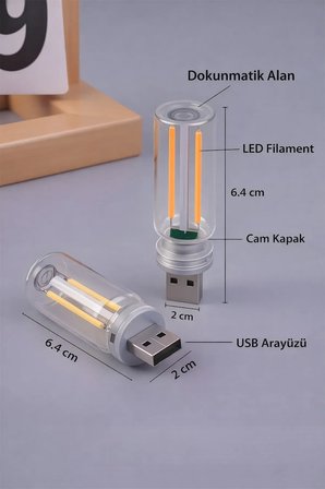 USB LED Gece Lambası Sarı Işık Dokunmatik Mini Taşınabilir USB Lamba