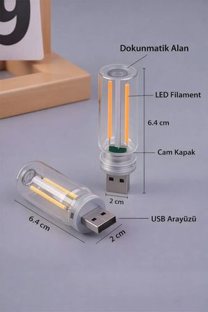 USB LED Gece Lambası Pembe Işık Dokunmatik Mini Taşınabilir USB Lamba