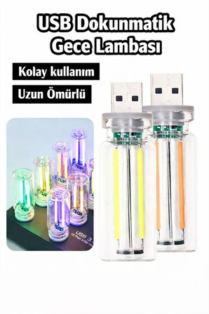 USB LED Gece Lambası Yeşil Işık Dokunmatik Mini Taşınabilir USB Lamba