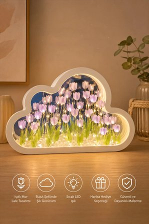 DIY Bulut Lale Gece Lambası Tasarımlı Kendin Yap Dekoratif Çiçek Lamba Seti