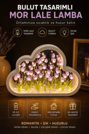 DIY Bulut Lale Gece Lambası Tasarımlı Kendin Yap Dekoratif Çiçek Lamba Seti