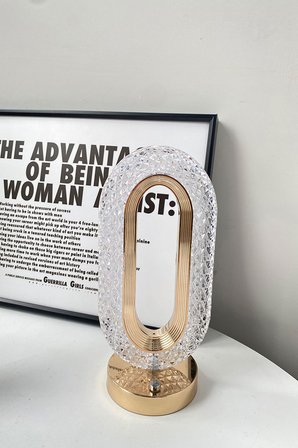 Kristal Elmas Gold Altın Renkli Dimmerli Şarjlı Dekoratif Dokunmatik Masa Lambası