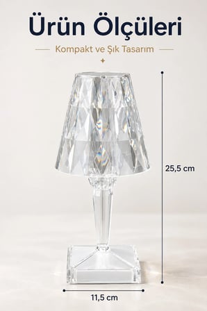 Prizma Kristal LED Masa Lambası 3 Renk Işıklı Dekoratif Aydınlatma