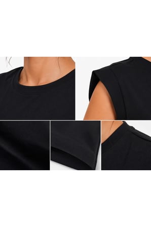 Kadın Vatkalı Basic Tişört Premium Pamuklu Bisiklet Yaka Casual Günlük Şık Bluz