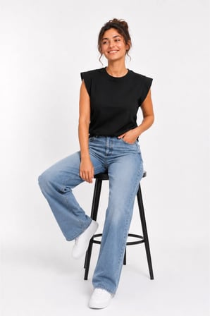 Kadın Vatkalı Basic Tişört Premium Pamuklu Bisiklet Yaka Casual Günlük Şık Bluz
