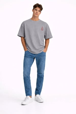 Sevgili Kombini Ateş Su Minimal Çift Tişört Oversize Unisex Partner Kombin Seti