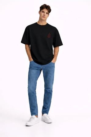 Nevermind Sevgili Kombini Ateş Su Minimal Çift Tişört Oversize Unisex Set