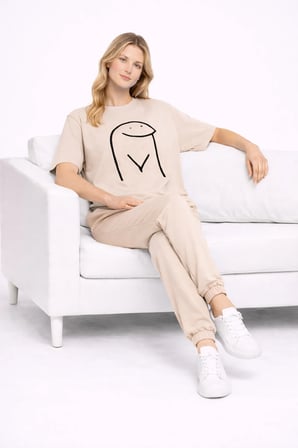 Sevgili Kombini Çift Tişört Oversize Unisex Matching Couple Minimal Çizim Tasarım Çift Kombin Seti